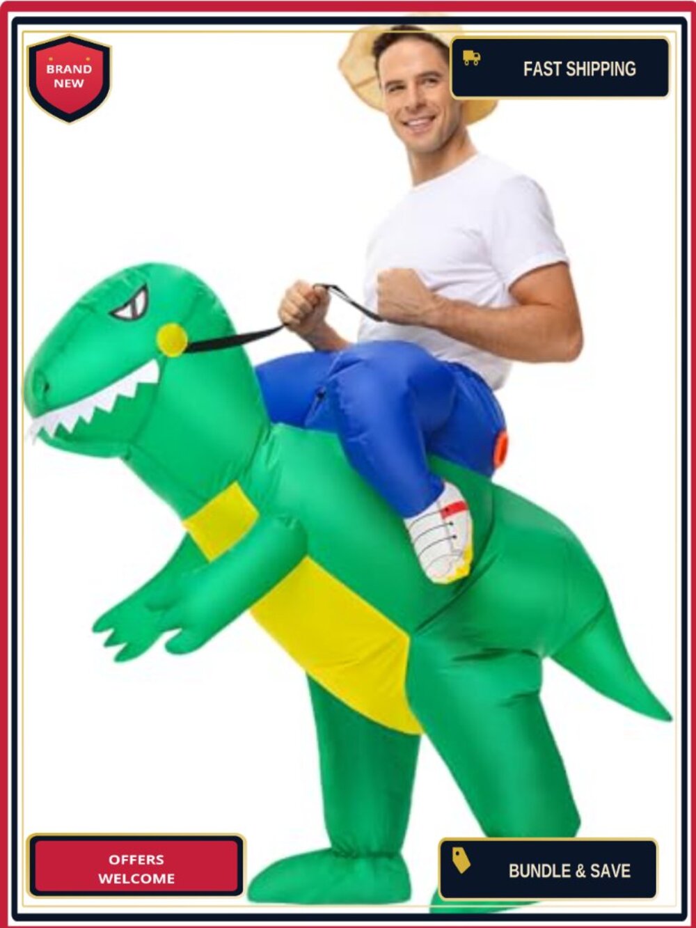 Inflatable Dinosaur Costume Adult Blow Up T-Rex Suit Halloween Party